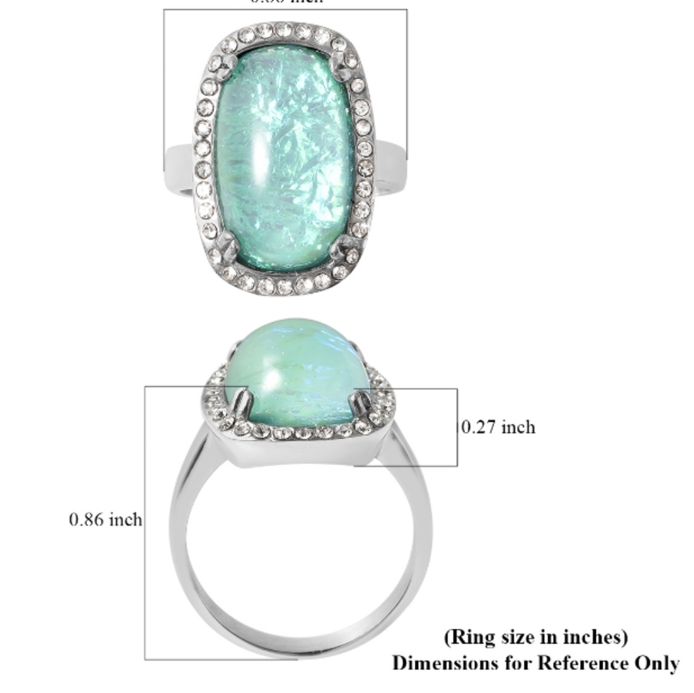 STAINLESS STEEL OPAL AND CZ RING - Picture 3 of 4